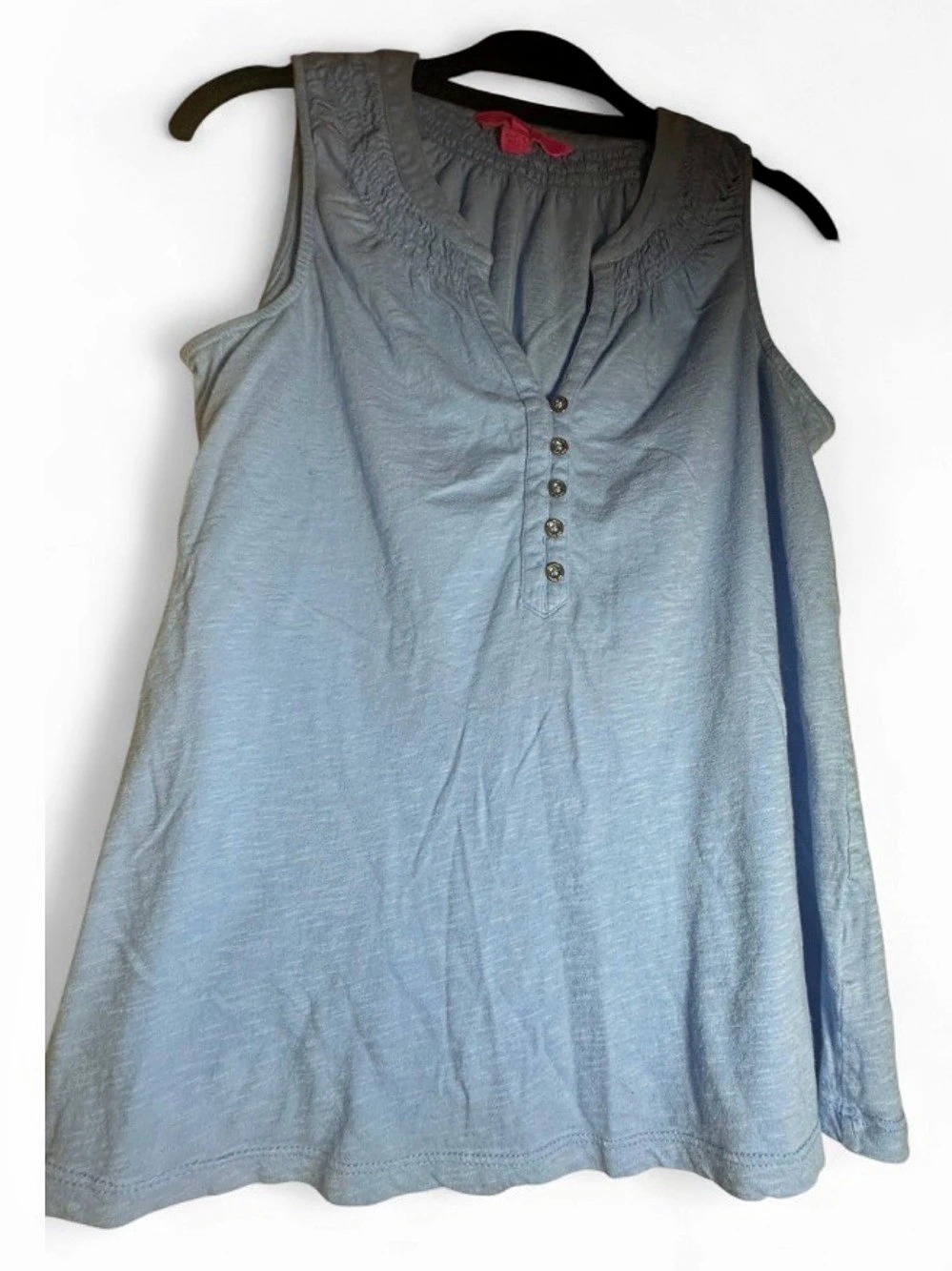 Lucky Brand Cotton Sleeveless Henley Top Blue Size Small